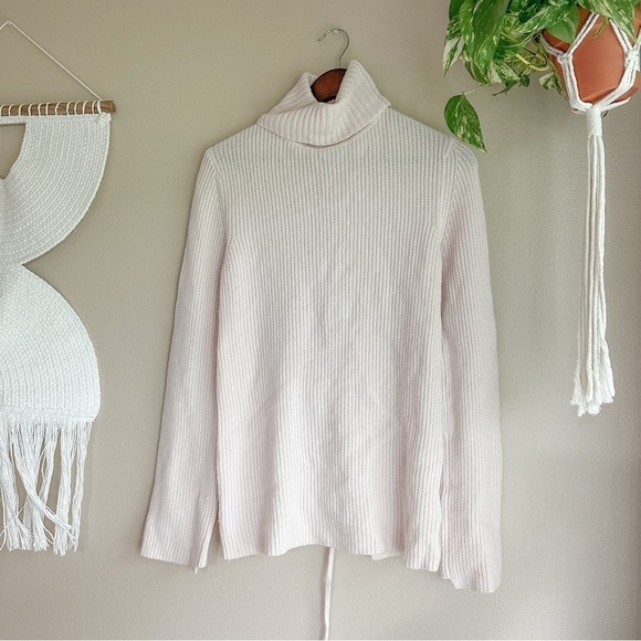 A.L.C. Alexander Pink Wool Cashmere Turtleneck Lace Up Back Sweater - Picture 3 of 10